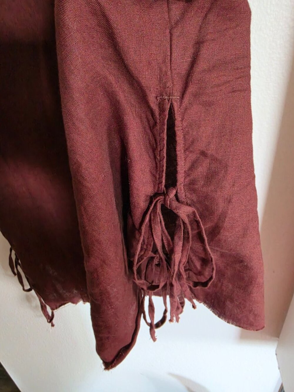 Rachel Zoe 100% Linen Burgundy Side Tie Tank Top XL Boho - Picture 3 of 5